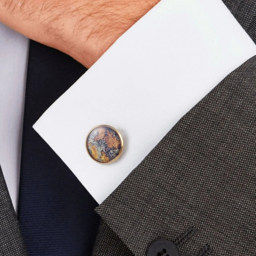 Brass Vintage Map Cufflinks - OOAKB