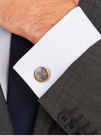 Customized Brass Vintage Map Cufflinks - 7th Anniversary Gold-Plated