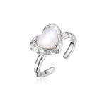 Beach Romance Heart-Shaped Pearl Open Ring