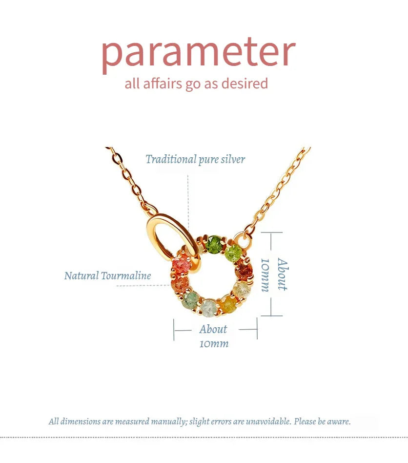 Customized Colorful Tourmaline Necklace - 8th Anniversary Ancient Silver Craft - OOAKB