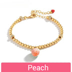 Customized Hand-Painted Enamel Fruit 4th Fruit & Flower Wedding Bracelet - 18K Gold-Plated