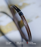 Hand - Stitched Customized Leather Wedding Gift: Convertible Collar & Bracelet for 3rd Year