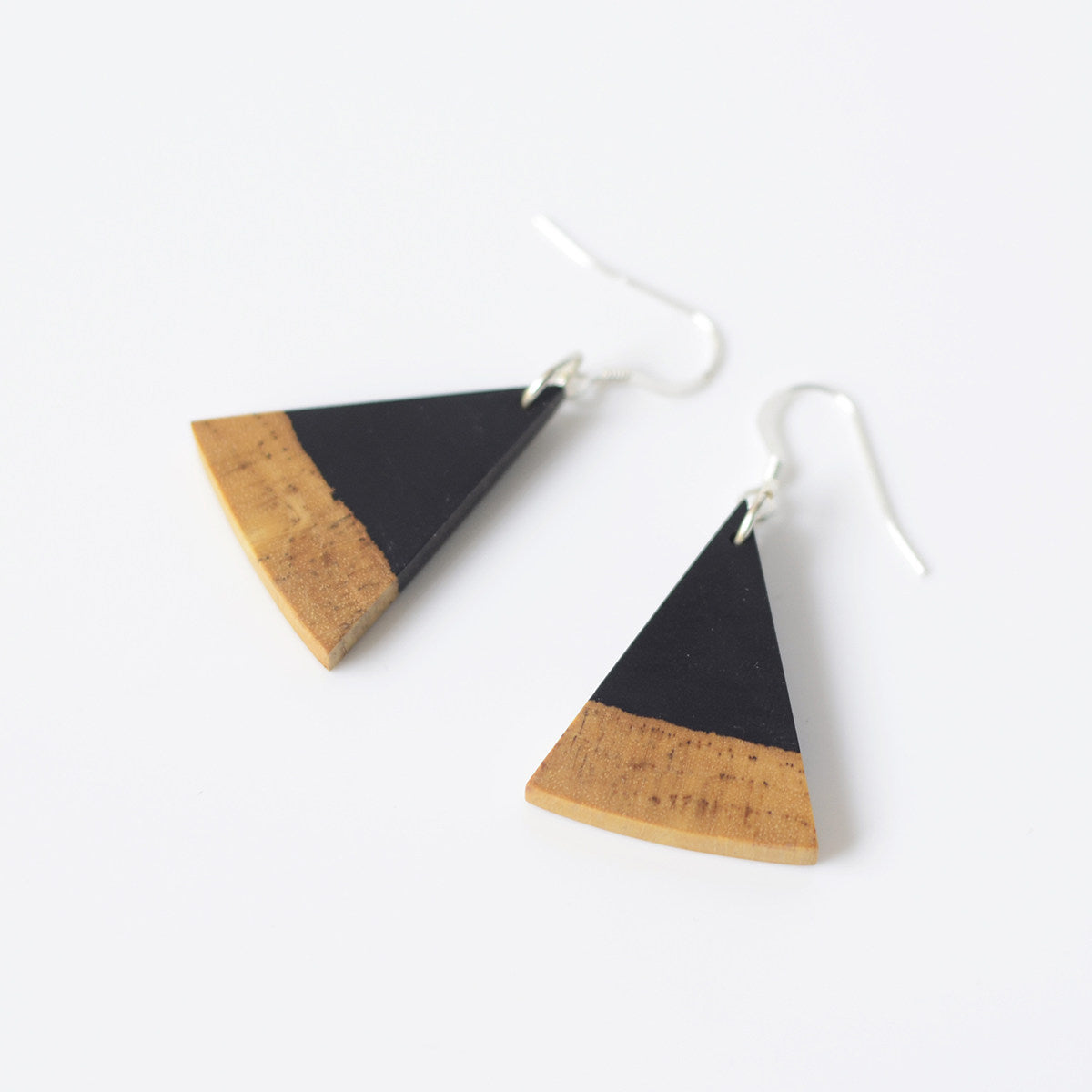Handmade Wooden Triangle Earrings – 5th Wood Anniversary Gift for Wife, Minimalist Natural Wood Jewelry