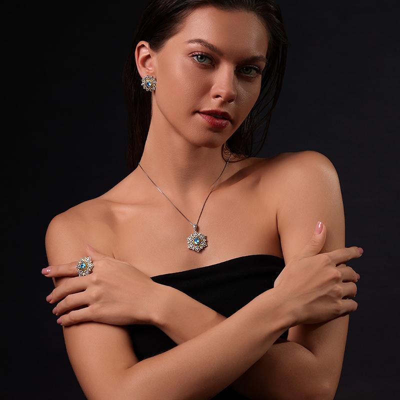 Topaz S925 Silver Snowflake Earrings