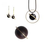 Customized Copper-Onyx Wood Star Jewelry Set - 7th Anniversary Engraved Pendant/Brooch