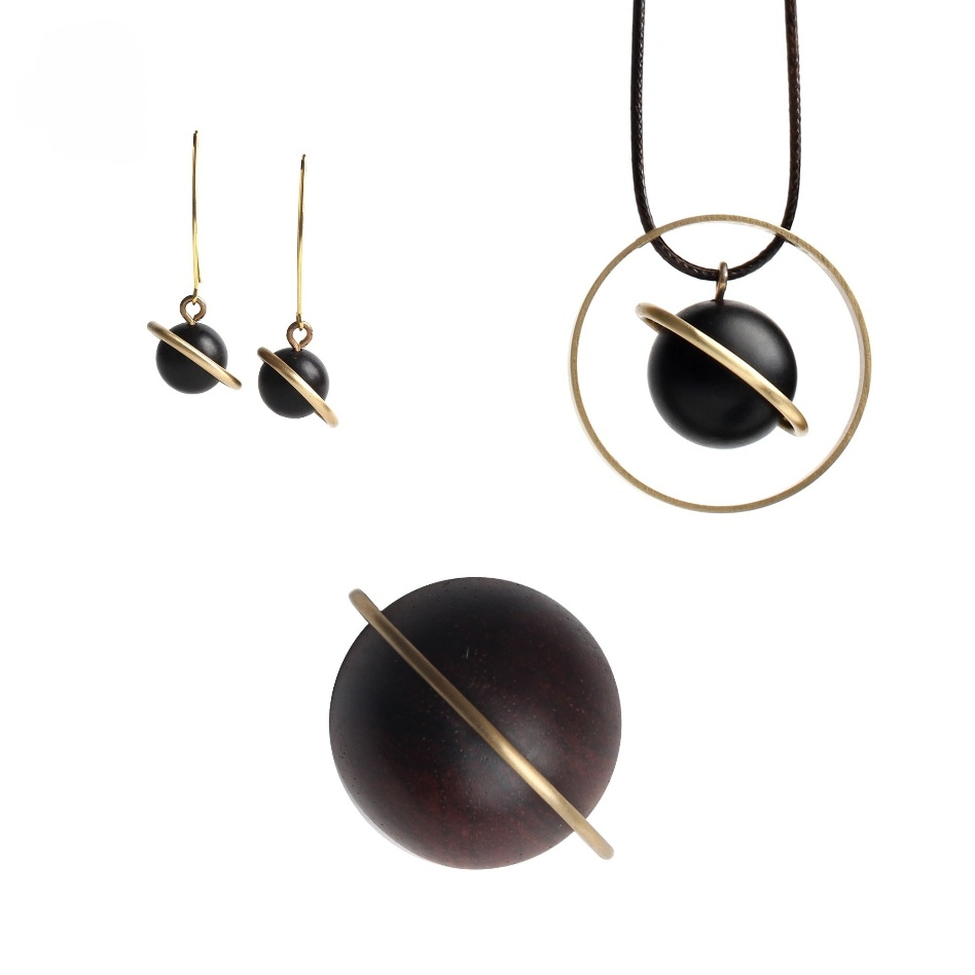 Customized Copper-Onyx Wood Star Jewelry Set - 7th Anniversary Engraved Pendant/Brooch