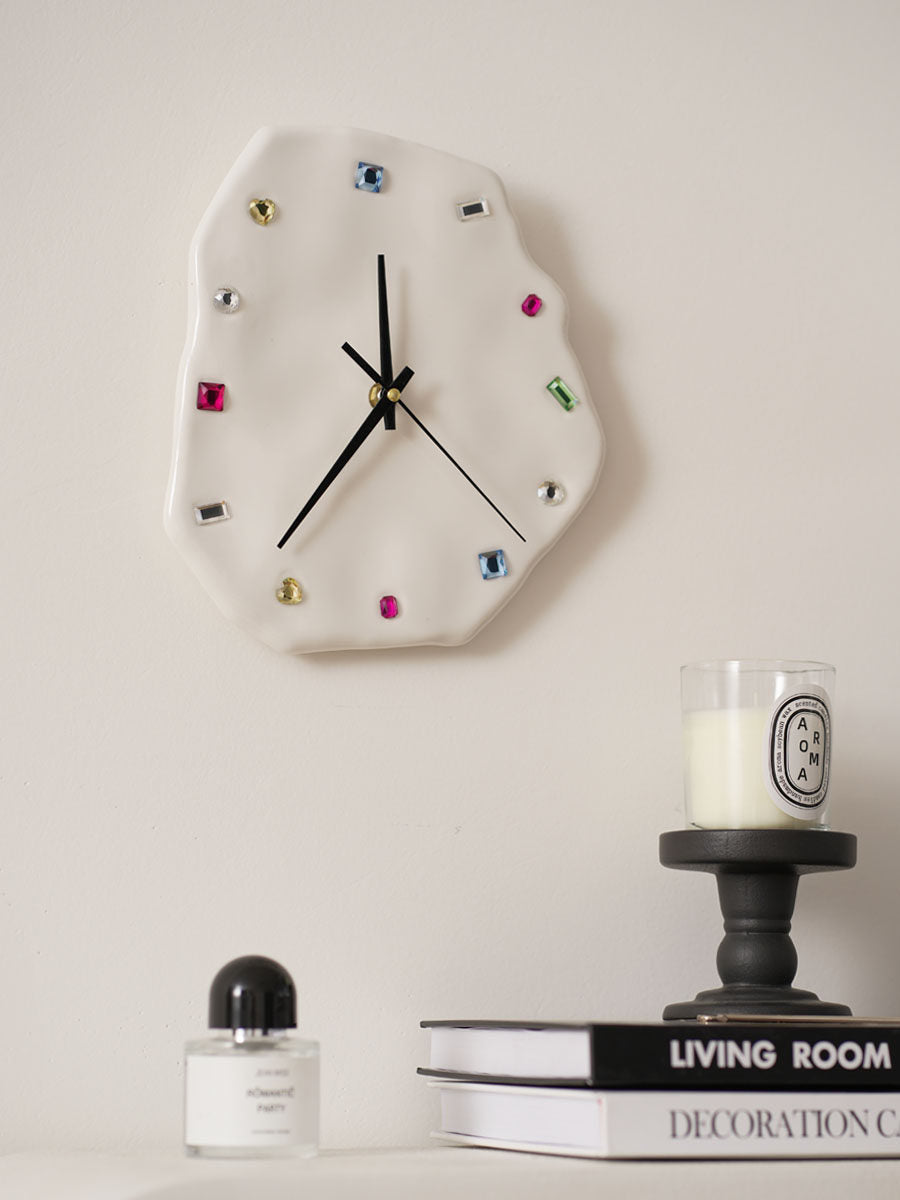 Handmade Gemstone Porcelain Clock – Ivory White & Glossy Black