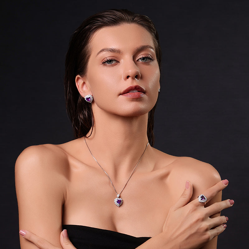 Heart of the Ocean Series Amethyst Heart Collar Necklace