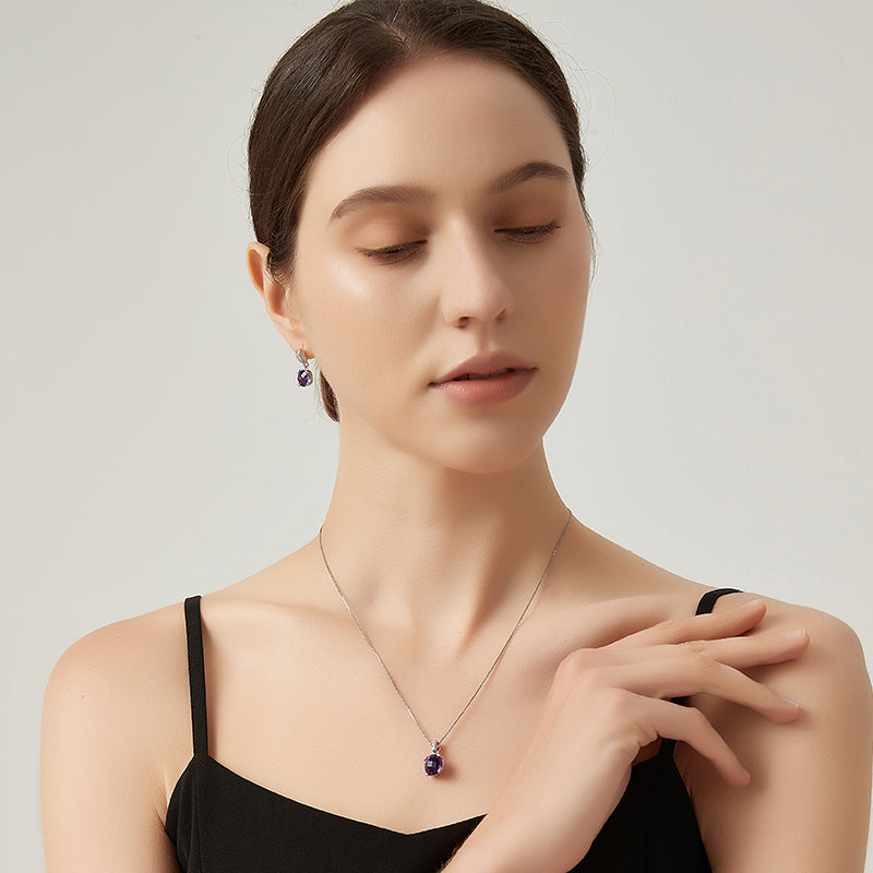 Wisteria Series Natural Amethyst Minimalist Commute Earrings