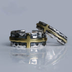 Customized S925 Silver-Copper Cross Couple Rings - 7th Anniversary Engraved Adjustable