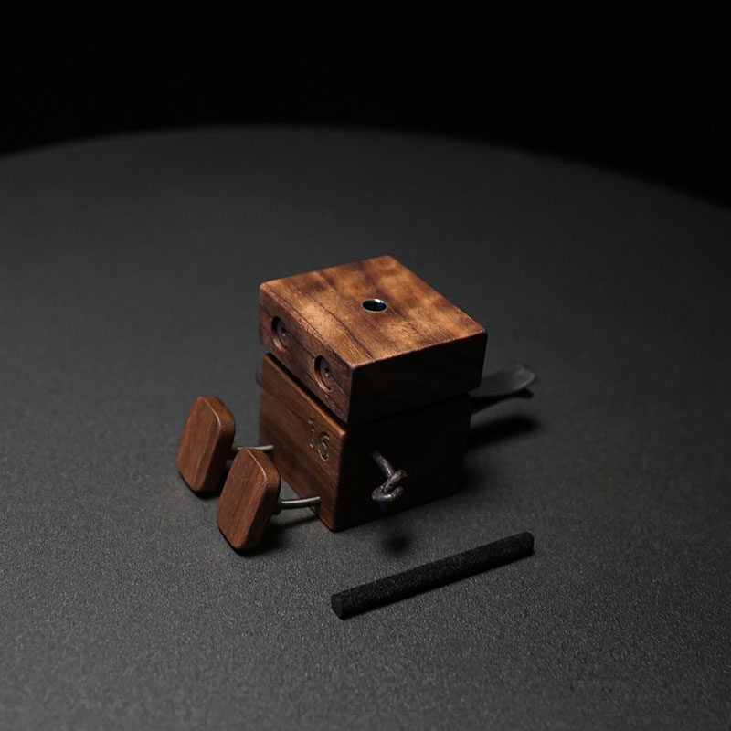 Custom Number Walnut Wood Robot Car Diffuser – Personalized Lucky Number Dashboard Ornament