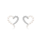 Textured Heart-Shaped Pearl Earrings Unisex