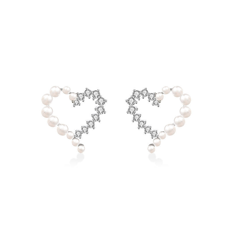 Textured Heart-Shaped Pearl Earrings Unisex