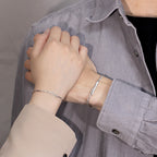 Customized Sterling Silver & Wood Couple Bracelet - 5th Anniversary Engraved