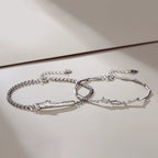 Customized Sterling Silver & Wood Couple Bracelet - 5th Anniversary Engraved