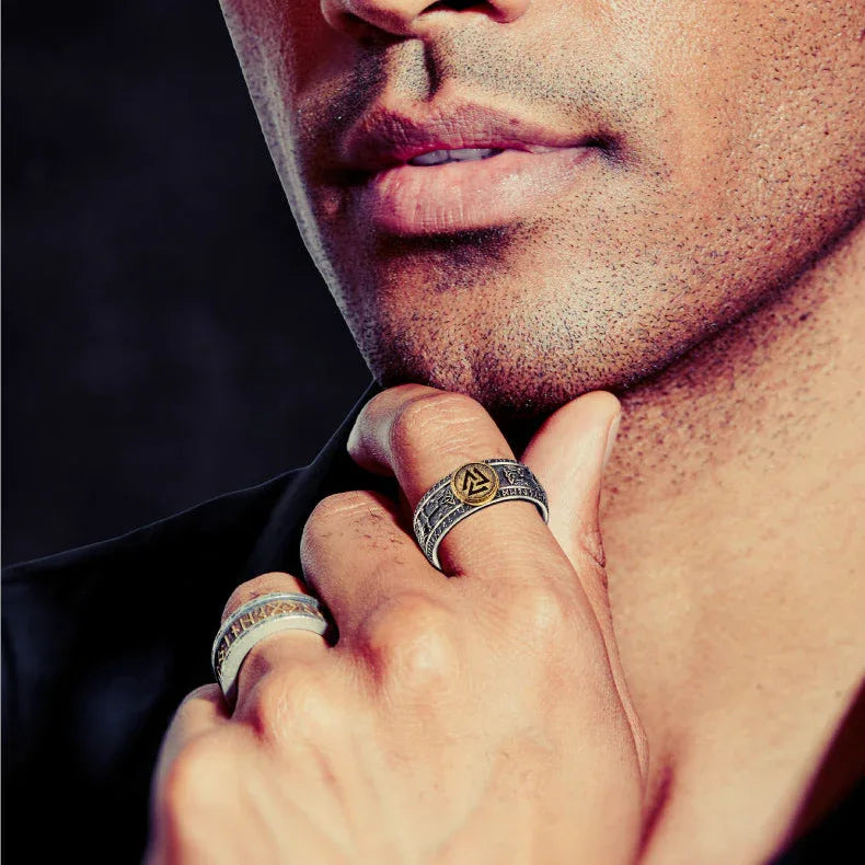 Silver-Copper Viking Rune Ring - OOAKB