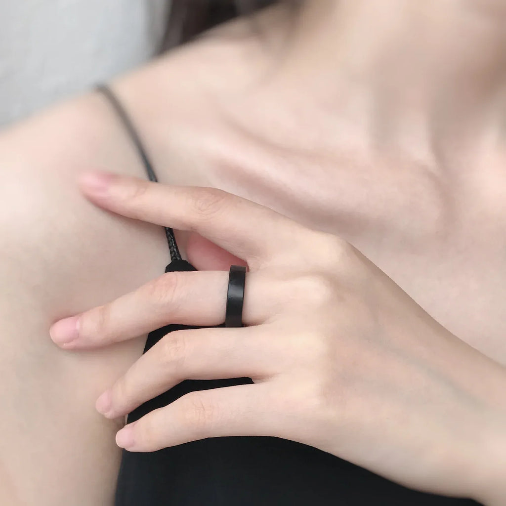 Customized Black Ebony Silver Ring for Wooden Wedding Gift - OOAKB