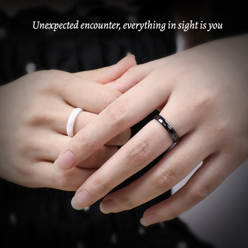 Customized Artisanal Ceramic Day-Night Couple Rings - 9th Anniversary Engraved