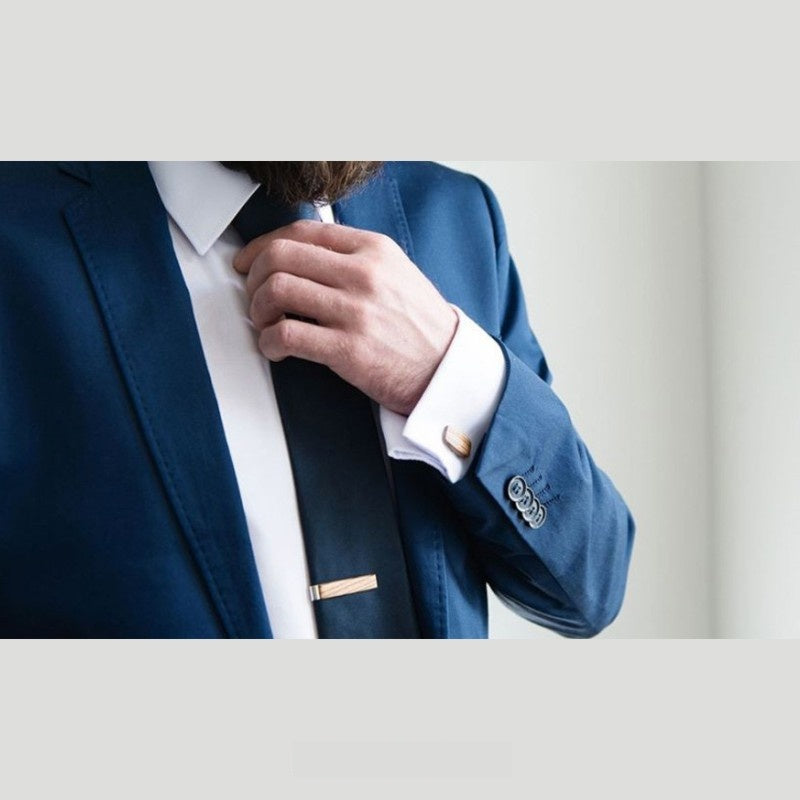 Customized Solid Wood Tie Clips - 5th Anniversary 4 Wood Types Engraved