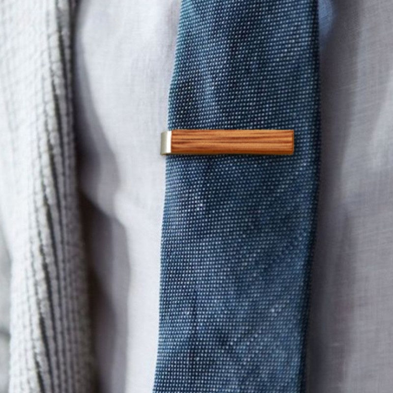 Customized Solid Wood Tie Clips - 5th Anniversary 4 Wood Types Engraved