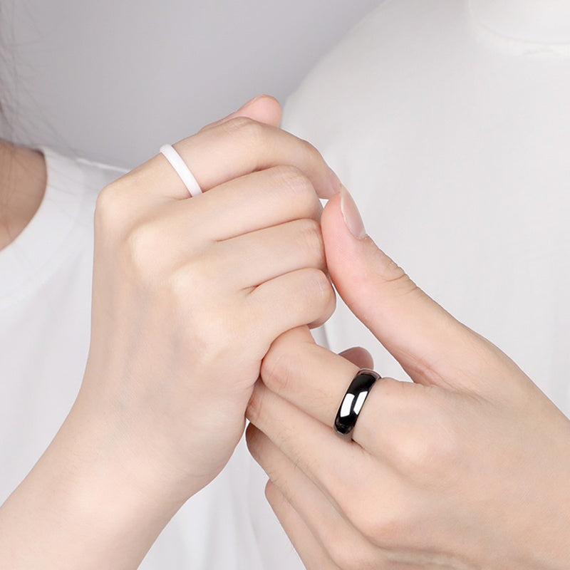 Customized Artisanal Ceramic Day-Night Couple Rings - 9th Anniversary Engraved