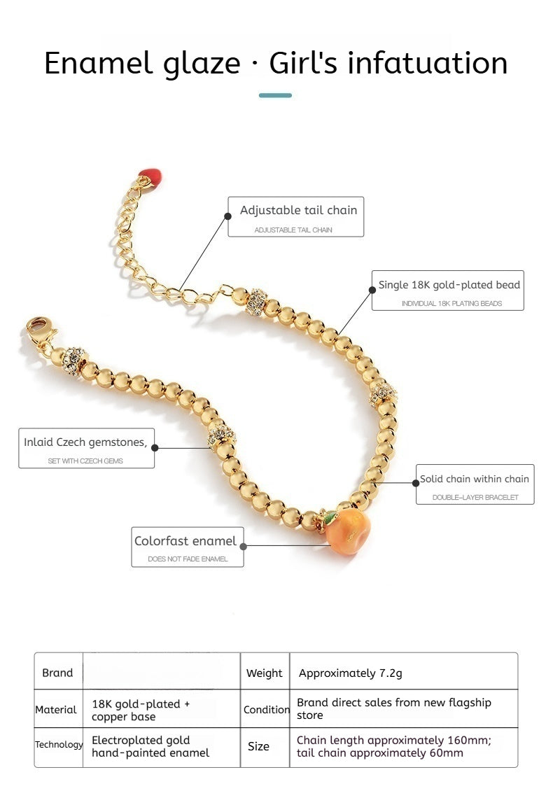 Customized Hand-Painted Enamel Fruit 4th Fruit & Flower Wedding Bracelet - 18K Gold-Plated