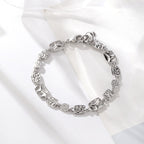 Customized Tin Foil Texture 925 Silver Bracelet - 10th Anniversary Unisex Adjustable
