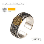 Customized S925 Silver-Copper Viking Rune Ring - 7th Anniversary Engraved Adjustable