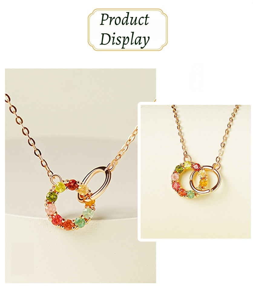Customized Colorful Tourmaline Necklace - 8th Anniversary Ancient Silver Craft