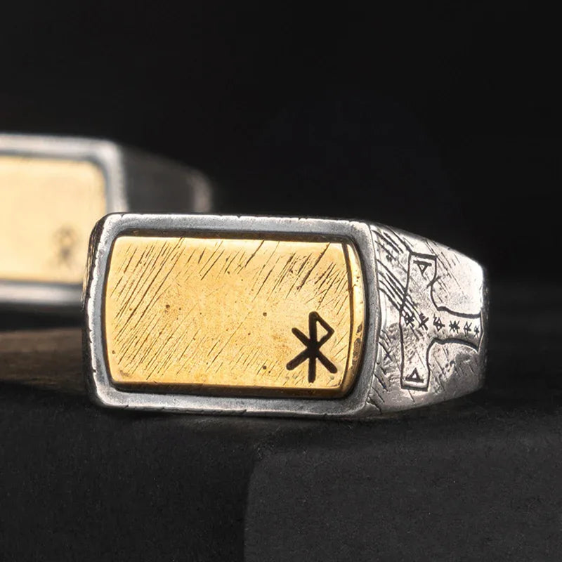 Silver-Copper Viking Rune Ring - OOAKB