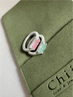 Customized Colorful Tourmaline Couple Rings - 8th Anniversary Handmade 925 Silver