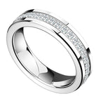 Customized 857 Tungsten Spinner Ring - 6th Iron Anniversary Zircon Engraved