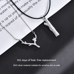 Customized Sterling Silver & Wood Couple Necklace - 5th Anniversary Engraved