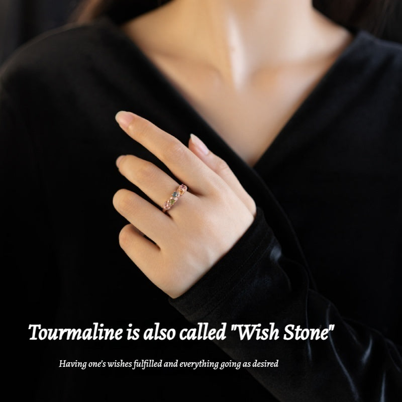 Customized Brazilian Tourmaline Star Ring - 8th Anniversary 925 Silver Rose Gold