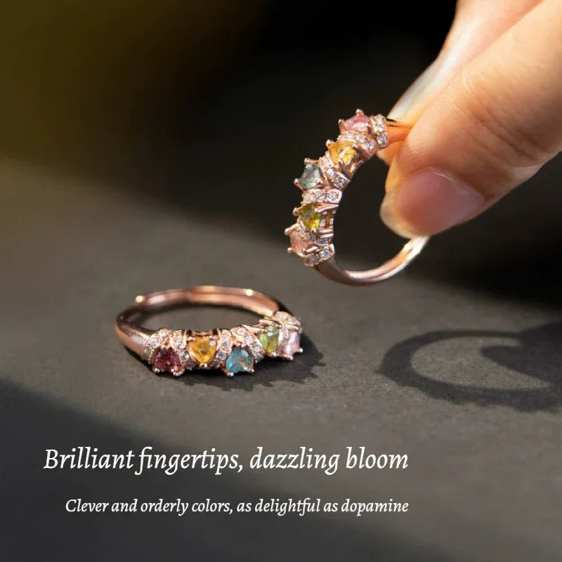 Customized Brazilian Tourmaline Star Ring - 8th Anniversary 925 Silver Rose Gold - OOAKB