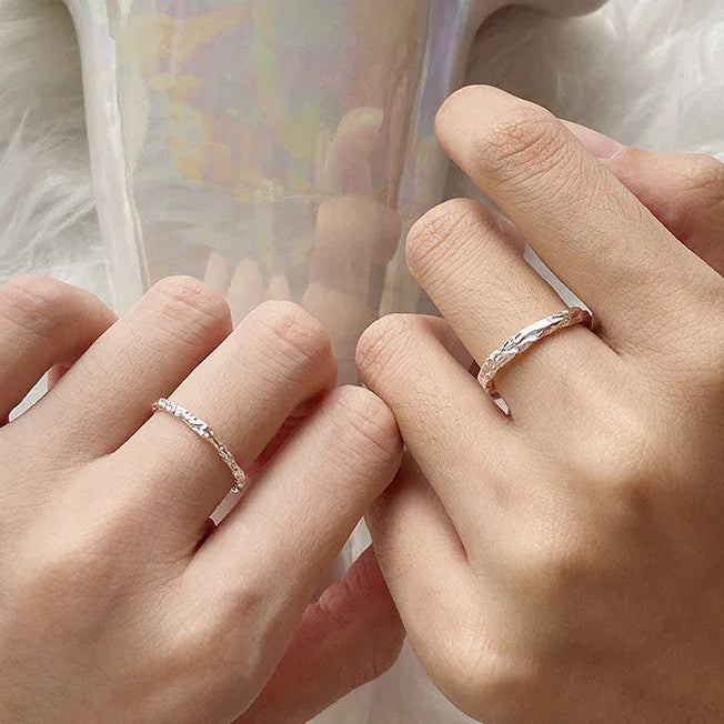 Silver Wood-Branch Couple Rings - OOAKB