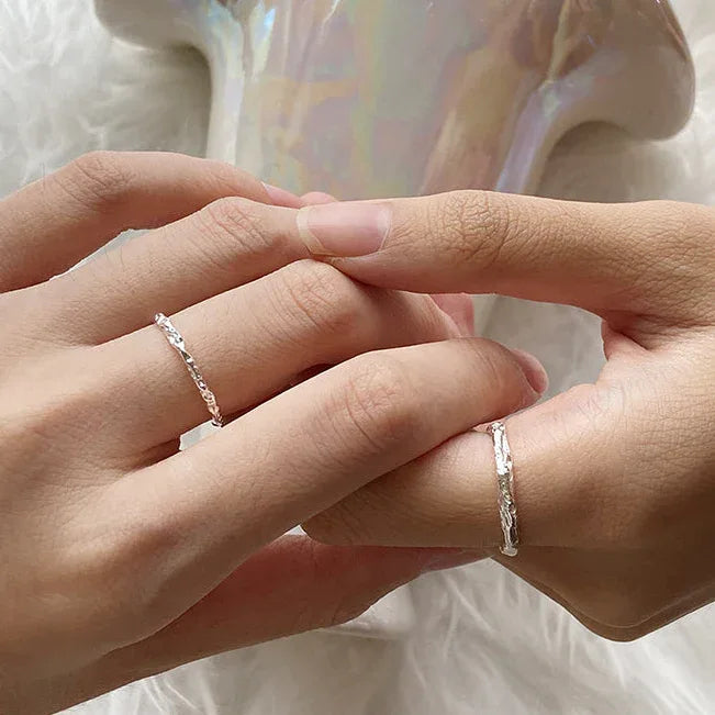 Silver Wood-Branch Couple Rings - OOAKB