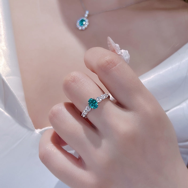 Customized Lab-Grown Paraiba Tourmaline Ring - 8th Anniversary Neon Glow 925 Silver