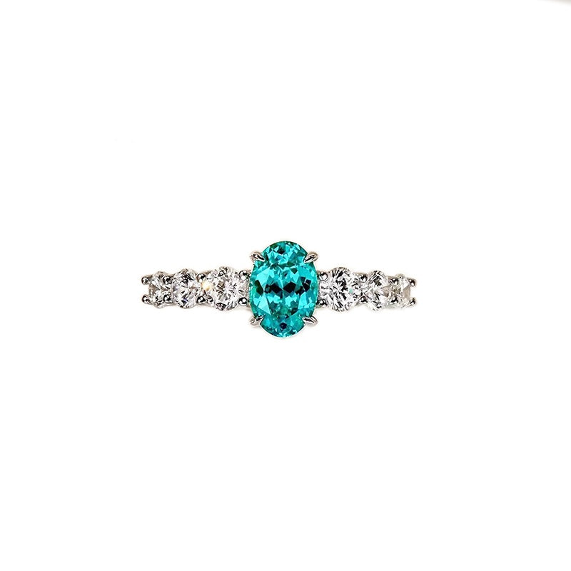Customized Lab-Grown Paraiba Tourmaline Ring - 8th Anniversary Neon Glow 925 Silver