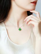 Customized Natural Topaz Four-Leaf Clover Necklace - 9th Anniversary Lucky Motif