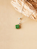 Customized Natural Topaz Four-Leaf Clover Necklace - 9th Anniversary Lucky Motif