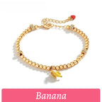 Customized Hand-Painted Enamel Fruit 4th Fruit & Flower Wedding Bracelet - 18K Gold-Plated