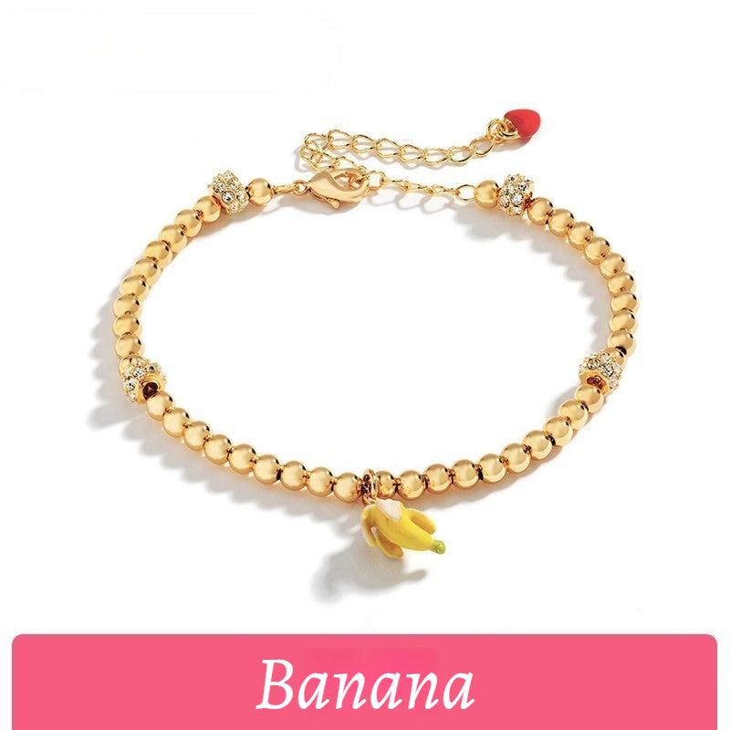 Customized Hand-Painted Enamel Fruit 4th Fruit & Flower Wedding Bracelet - 18K Gold-Plated