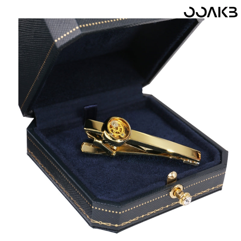 Customized Paper Wedding Clock Gear Tie Clip - Engravable