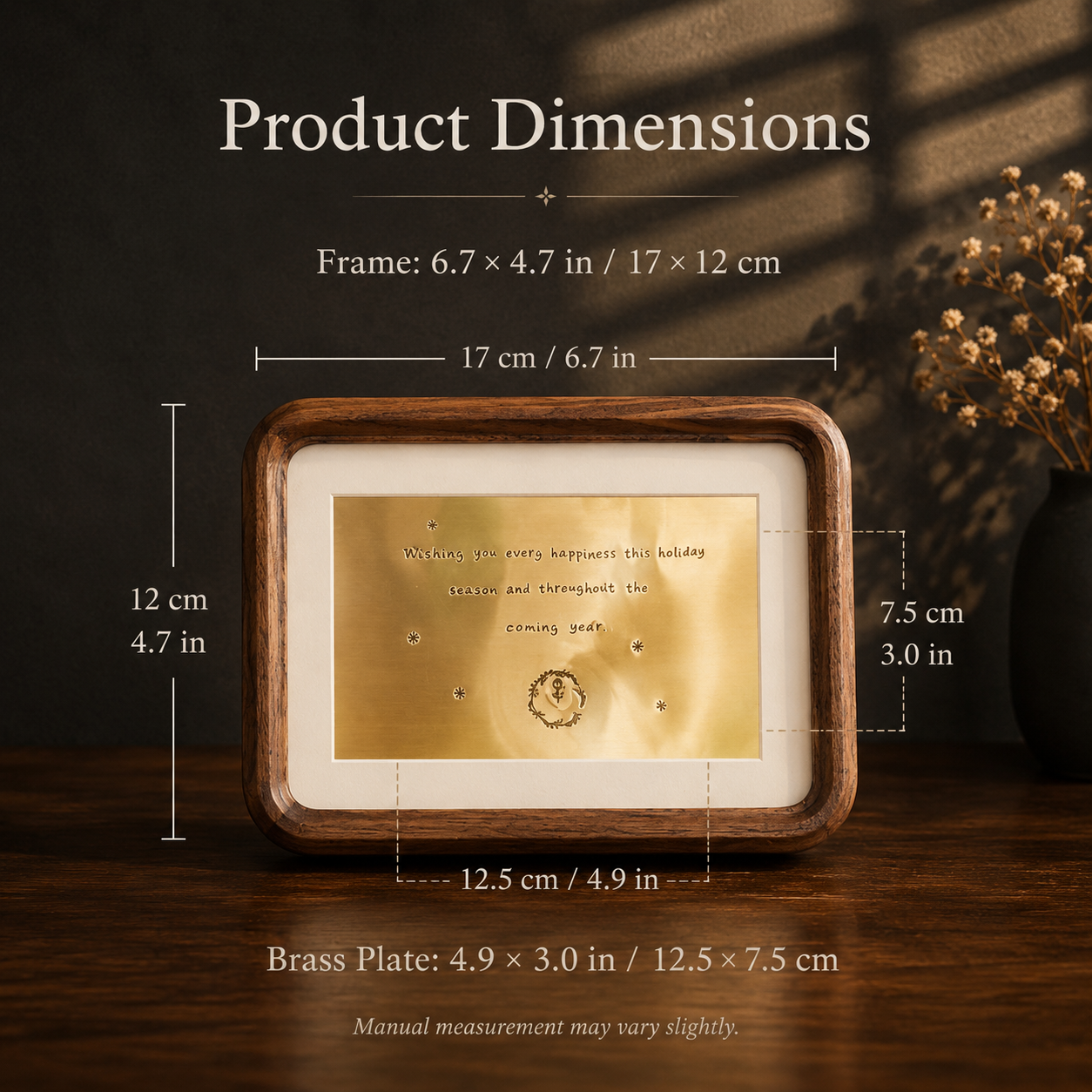 Custom Brass Engraved Frame · Personalized Walnut Light Box Gift