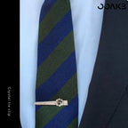 Customized 3rd Leather Wedding Tie Clip - Rose Gold Crystal Engraved