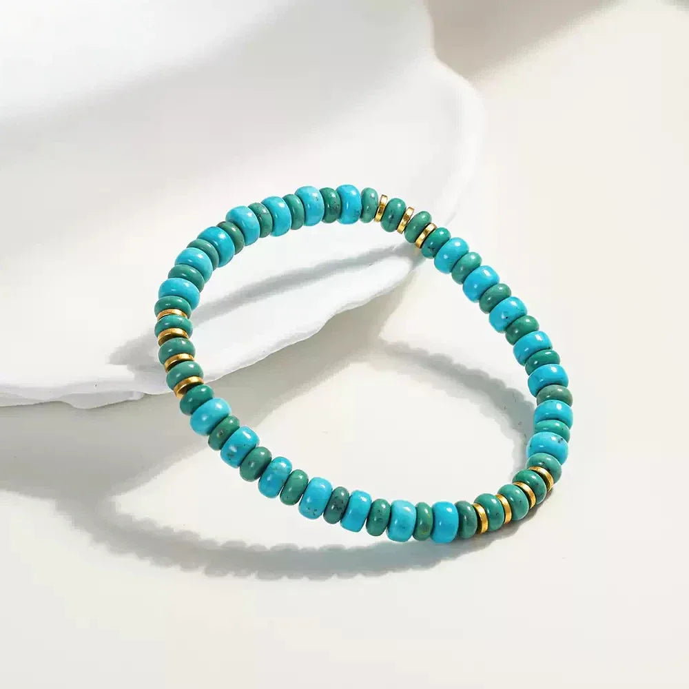 Turquoise Straight-Cut Abacus Bead Bracelet - OOAKB