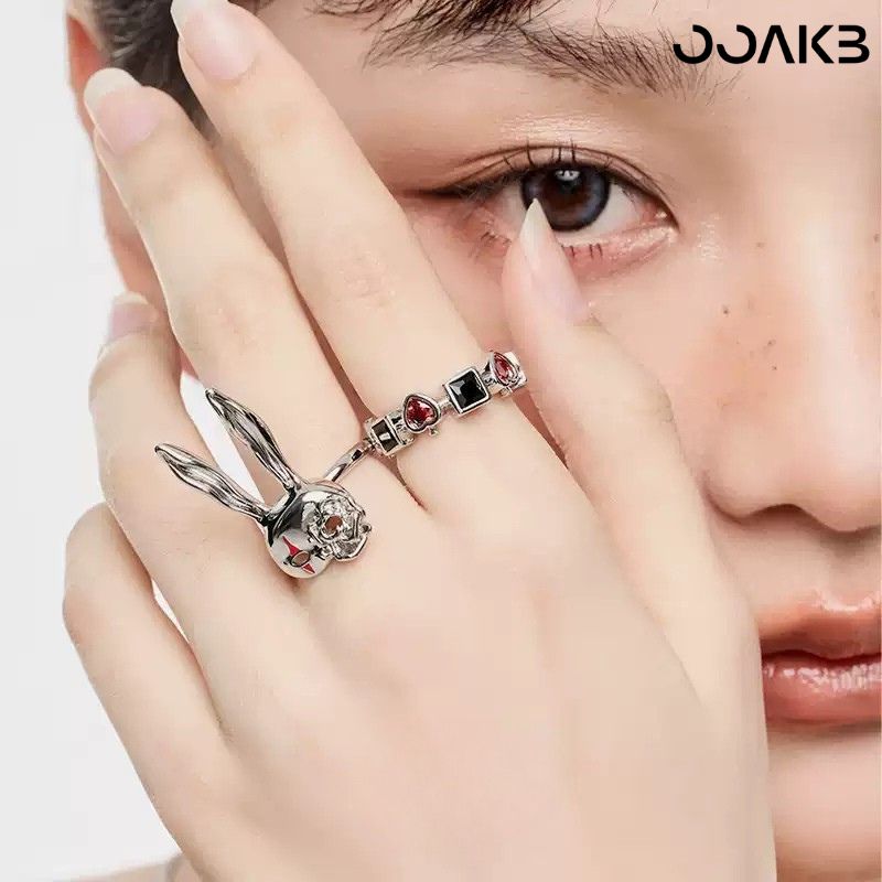1st Anniversary White Rabbit Clock Ring | Wonderland-Inspired S925 Silver Jewelry