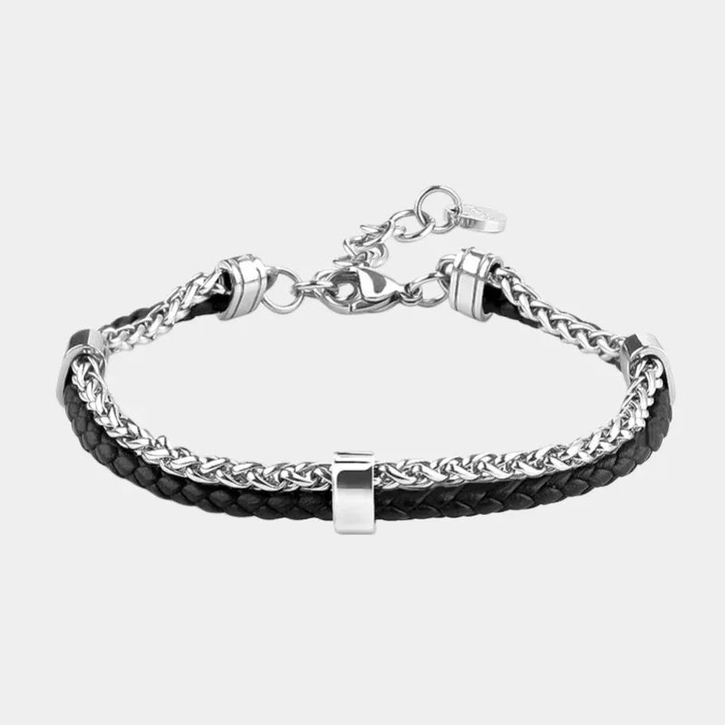 Leather Wedding Bracelet - Double-Layer Leather Cord Handmade - OOAKB