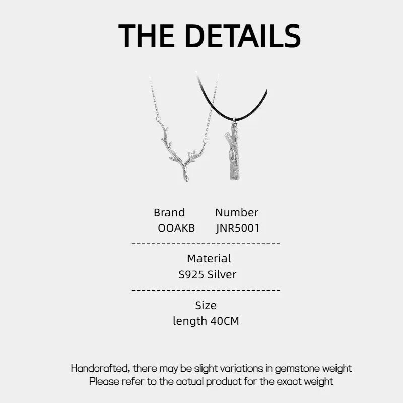 Sterling Silver & Wood Couple Necklace - OOAKB